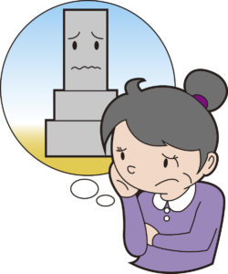 墓じまいについて悩む女性のイラスト