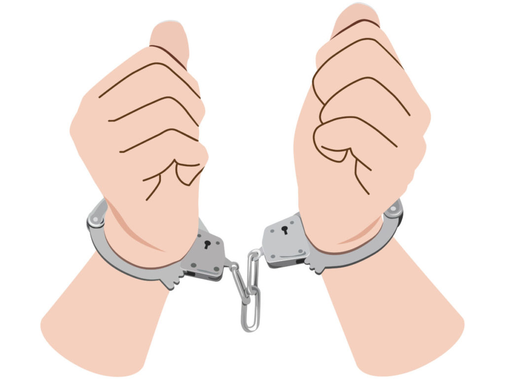 手錠をされたイラスト